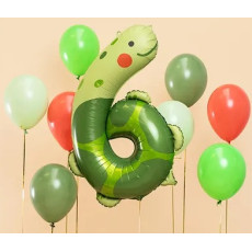 Folijas dzimšanas dienas balona numurs "6" - Bruņurupucis 75x96 cm