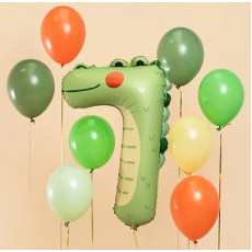 Folijas dzimšanas dienas balona numurs "7" - Krokodils 56x85 cm