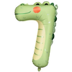 Folijas dzimšanas dienas balona numurs "7" - Krokodils 56x85 cm