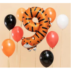 Folija dzimšanas dienas balons ar skaitli "9" - Tīģeris 64x87 cm