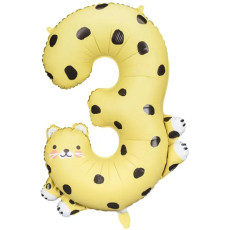 Folijas balons ar skaitli "3" - Gepards 68x98 cm