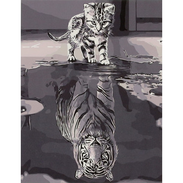 Gleznošana pēc skaitļiem 40x50cm kaķis un tīģeris
