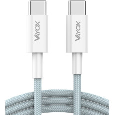 USB-C kabelis USB-C ar diviem galiem 65W 3A 1m premium klases