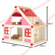 Koka leļļu māja balta un rozā + mēbeles 36cm