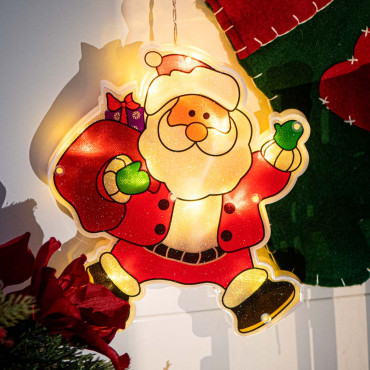 LED kulonu gaismas Ziemassvētku rotājumi Santa ar dāvanām