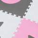 Putu puzles paklājs bērniem 180x180cm 9 gabali pelēk-rozā krāsā