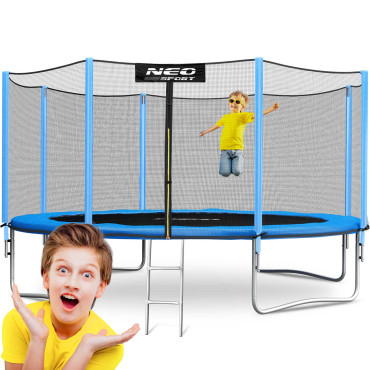 Trampolina ogrodowa 12ft/374cm z siatką zewnętrzną i drabinką Neo-Sport