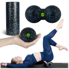 Набор роликов для упражнений + мяч + двойной массажный мяч NS-998 черно-синий