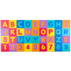 Большой поролоновый коврик, пазлы, разноцветные буквы 36 шт.