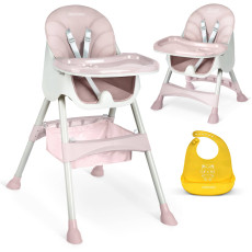 Augstais krēsls ar galdu Milo rozā