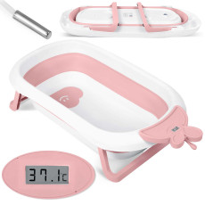 Детская ванночка с термометром РК-282 бело-розовая