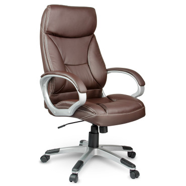 Fotel biurowy skórzany Sofotel EG-223 brązowy
