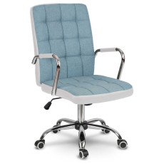 Benton auduma biroja krēsls zili balts