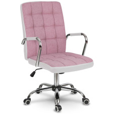 Benton auduma biroja krēsls rozā-baltā krāsā