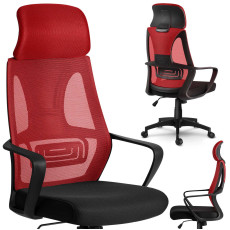 Офисный стул с микросеткой Прага - красный/черный