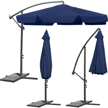 Parasol ogrodowy składany 6 segmentów granatowy  350cm