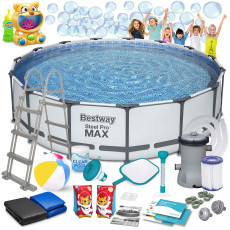 Basen stelażowy ogrodowy 457 x 107 cm 18w1 Bestway 56488 + maszynka do baniek GRATIS