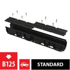 Drenāžas kanāls 100mm AVZ104-R402, plastikas rāmis,kompozītmateriāla režģis
