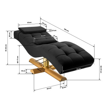 Кресло для наращивания ресниц Sillon Corona Black/Gold